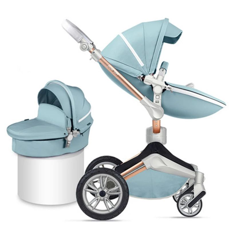Hotmom Luxury Baby Trolley Newborn Fashion With High View Can Sit On Foldable Portable Imported PU Leather