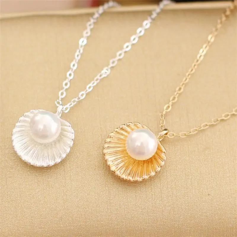 

Elegant Simple Women Shell Choker Pearl Pendant Casual Party Geometric Clavicle Necklace Jewelry