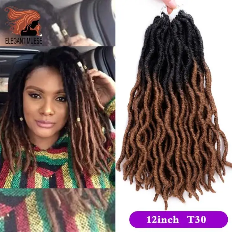 Элегантный MUSES Goddess Nu Locs, мягкие вязанные крючком волосы, косички, 12, 18 дюймов, faux Locs CURLY, синтетические волосы, предварительно петля, вязанные крючком косички