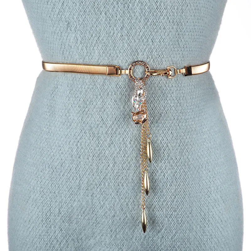 Женский Золотой металлический пояс цепочка с лисой кулон эластичный ремень