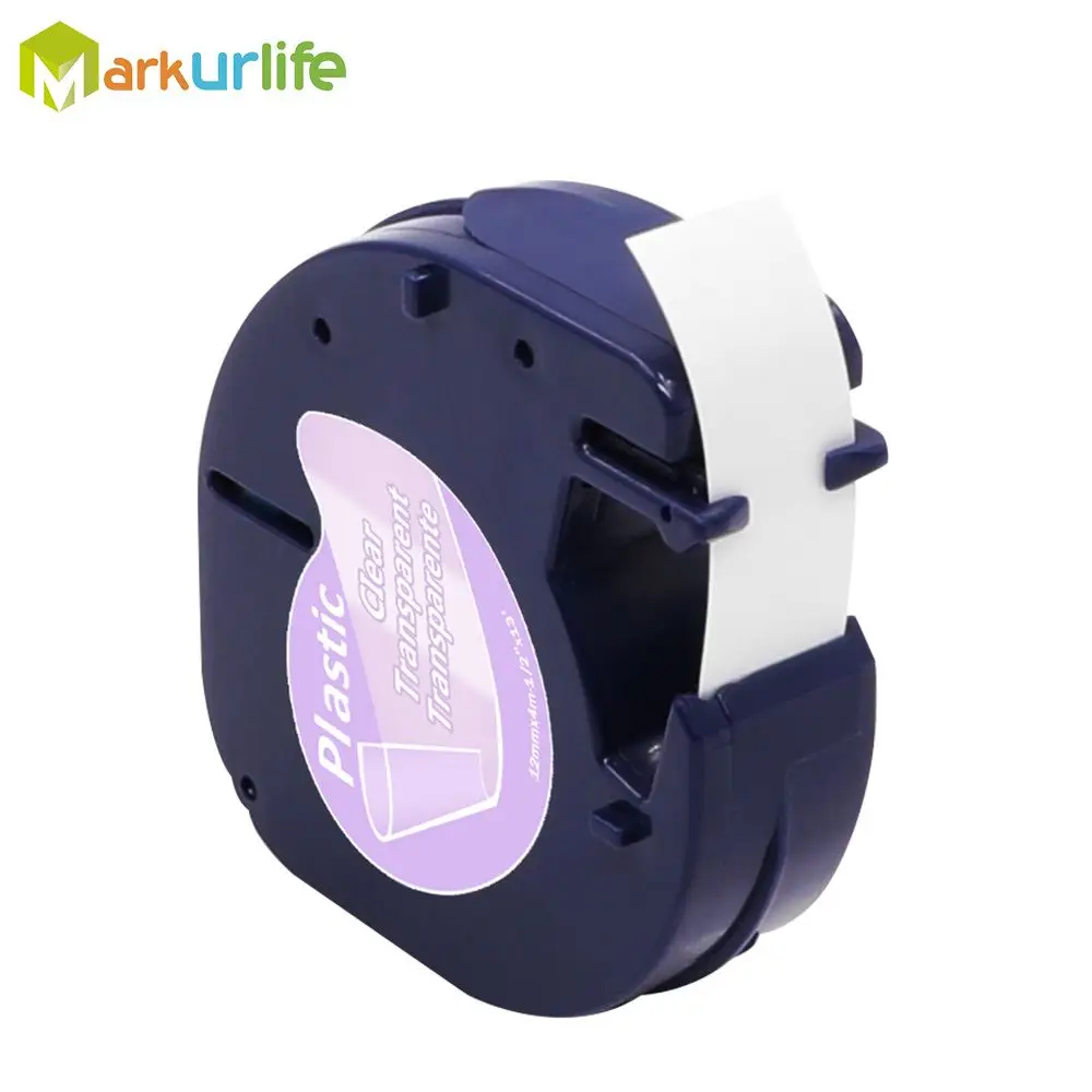 1 шт. совместимый для DYMO LetraTag запечатанных лент 12 мм 12267 91200 91201 92102 91203 91204 91205 для принтер для этикеток DYMO чайник - Цвет: Black on Clear