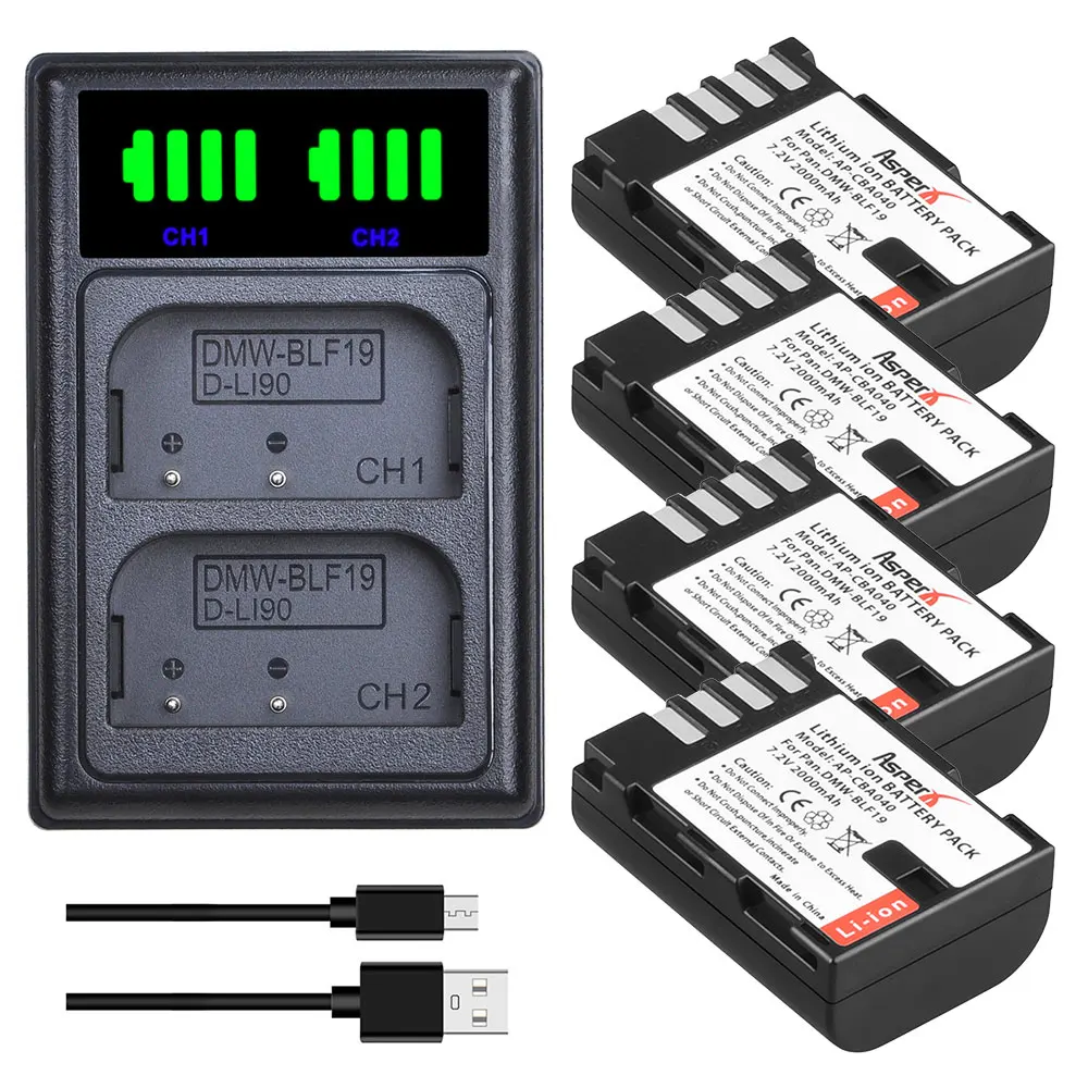4 шт. аккумуляторы для камеры с портом USB Type C и светодиодной подсветкой|Цифровые