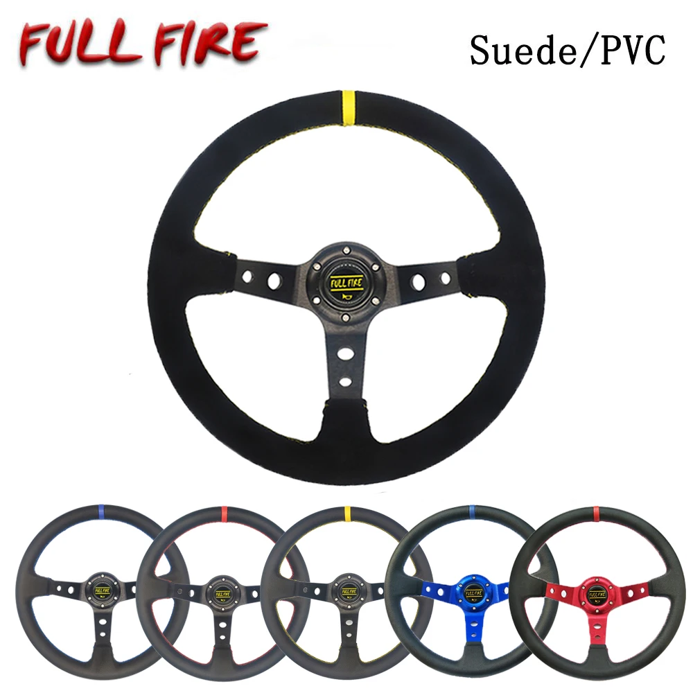

350MM Universal Suede Steering Wheel Leather Steering Wheel Drift racing type High quality Suede/PVC Style