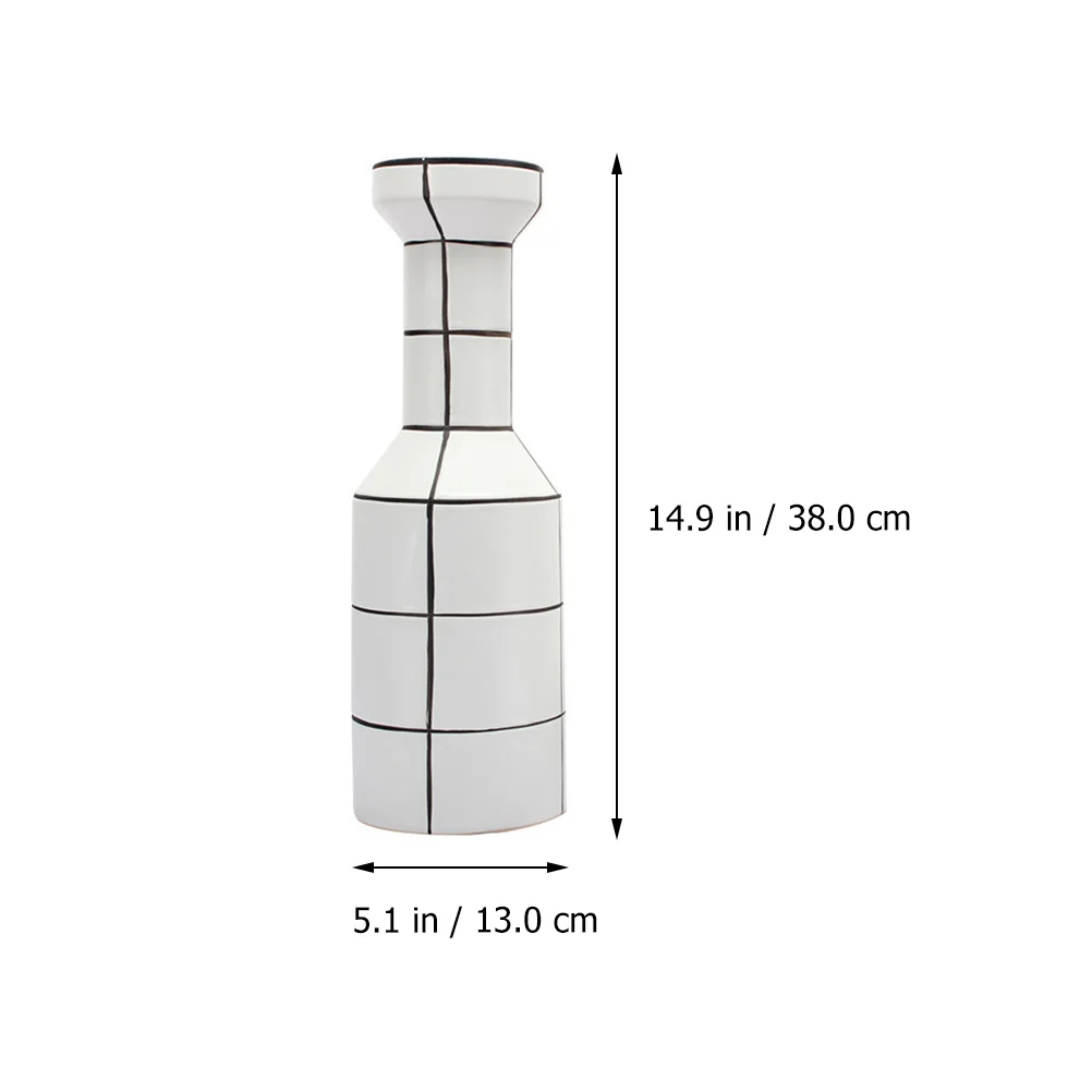 

1 pc Creative Flower Vase Ceramic Bottle Simple Vase Home Decoration Ornament Striped Vase Home Decor 2021 Hot Sale White