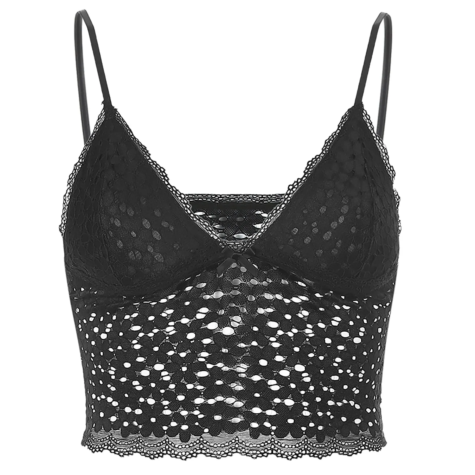 

Women's Hollow Lace Sexy Slim-Fit Ultra-Short Cropped Sling Bottoming Vest
