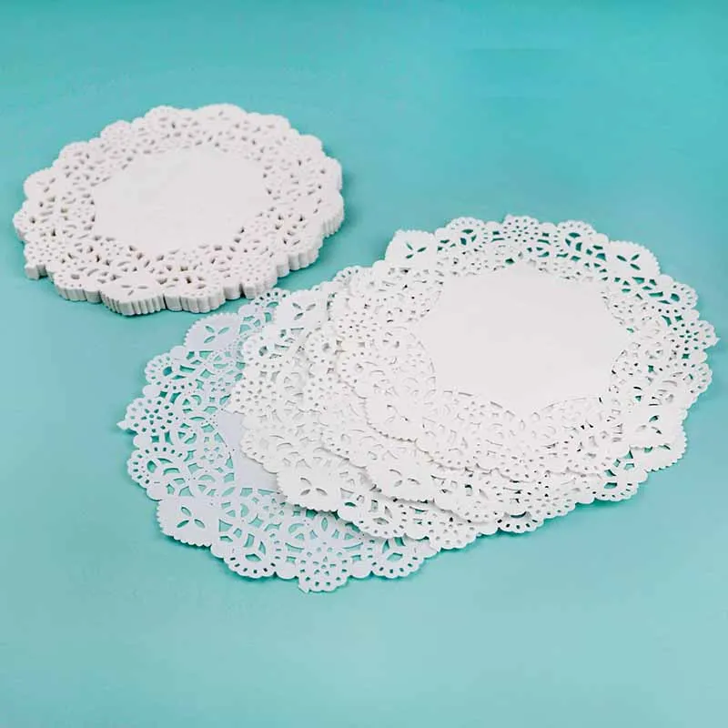 

100Pcs 4.5/5.5/6.5/7.5inch Round Paper Lace Doilies Party Decorative Tableware Placemats White Paper Mats Table Decoration
