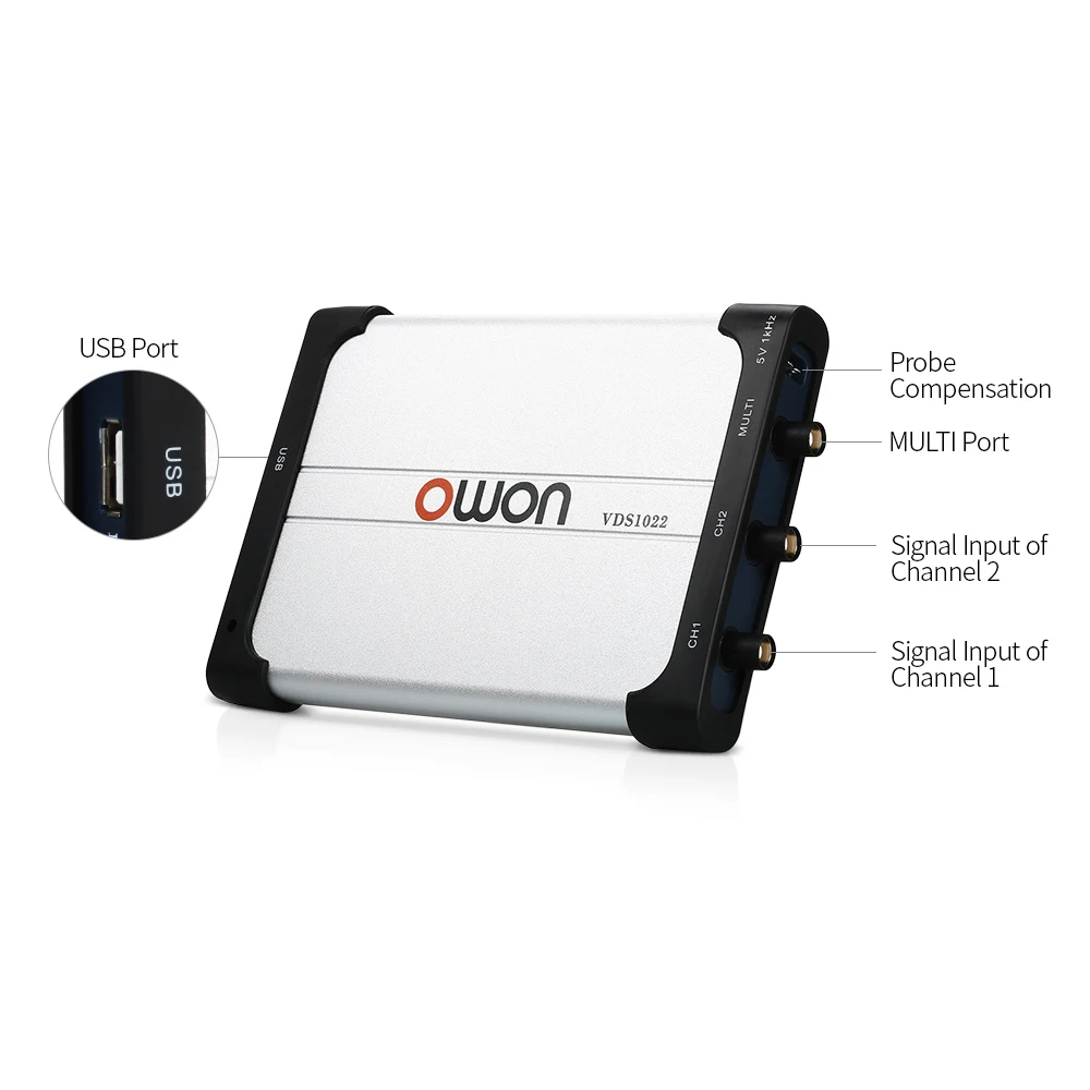 Owon VDS1022I двухканальный осциллограф осциллографы для ПК Очки виртуальной USB 25 МГц
