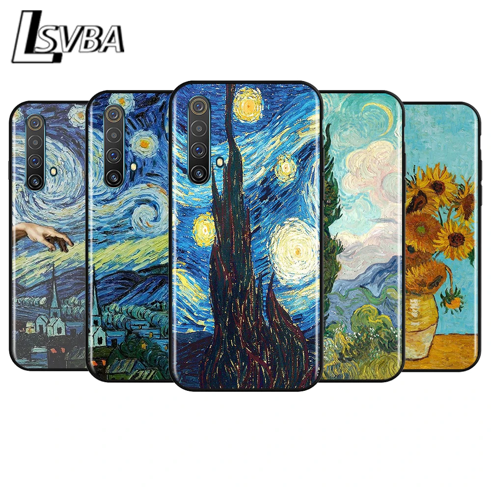 

Van Gogh Oil Art Shockproof Cover for OPPO Realme7 7i 6 5 3 2 Pro C1 C2 Black Phone Case Shell Soft Fundas Coque Capa