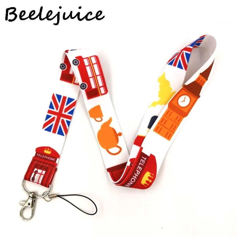 British life london bus Couple Keychain Lanyards Id Badge Holder ID Card Pass Gym Mobile Phone Key Straps | Мобильные телефоны и