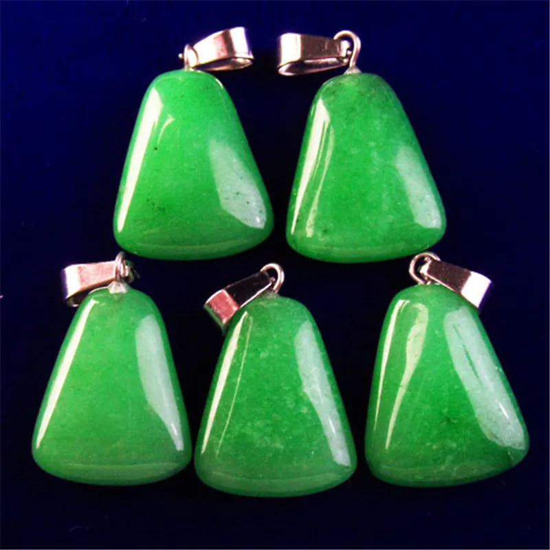 

10Pcs 25x17x6mm Green Jades Trapezoid Pendant Bead 510SK For Jewelry Make DIY Earring Accessories