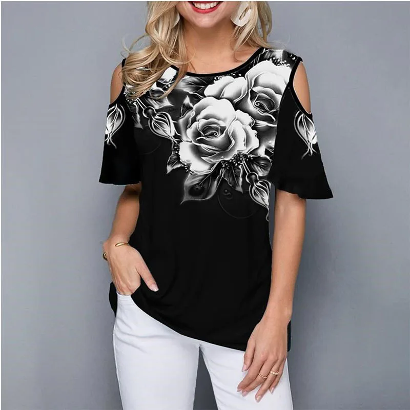

Plus size 5xl 2021 Women Female Blouse Shirt Loose Casual Ladies Tee Shirt New Summer Street hipster Print Tops Half Sleeve