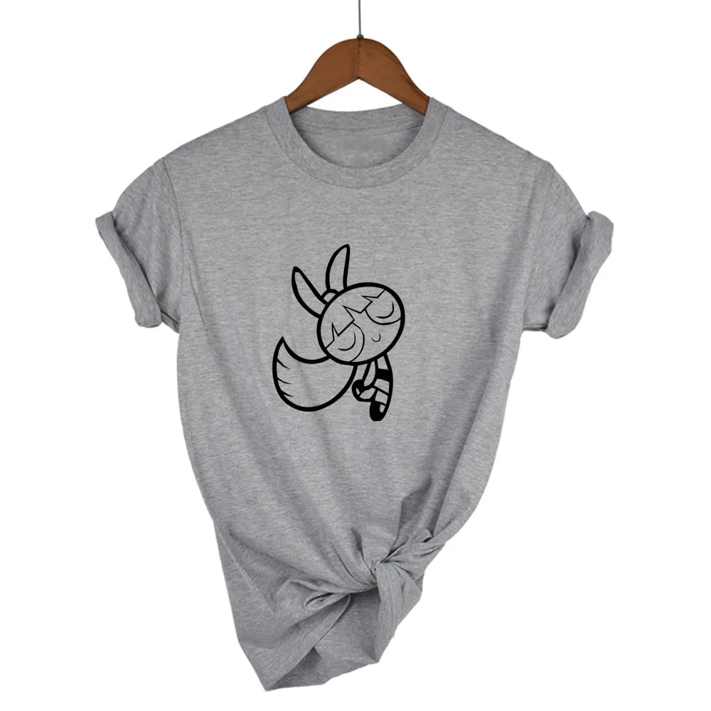Новинка 2020 Kawaii топы Powerpuff футболка для девочек полиция Харадзюку уличная одежда