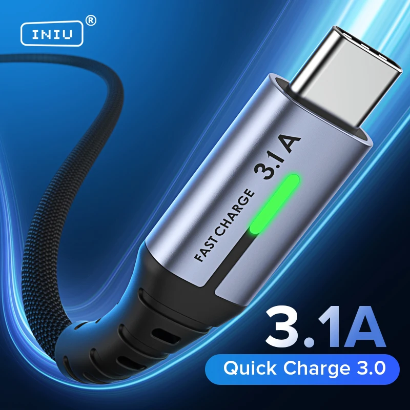 Кабель INIU USB Type C для быстрой зарядки телефонов зарядное устройство с Micro Samsung S21 S20