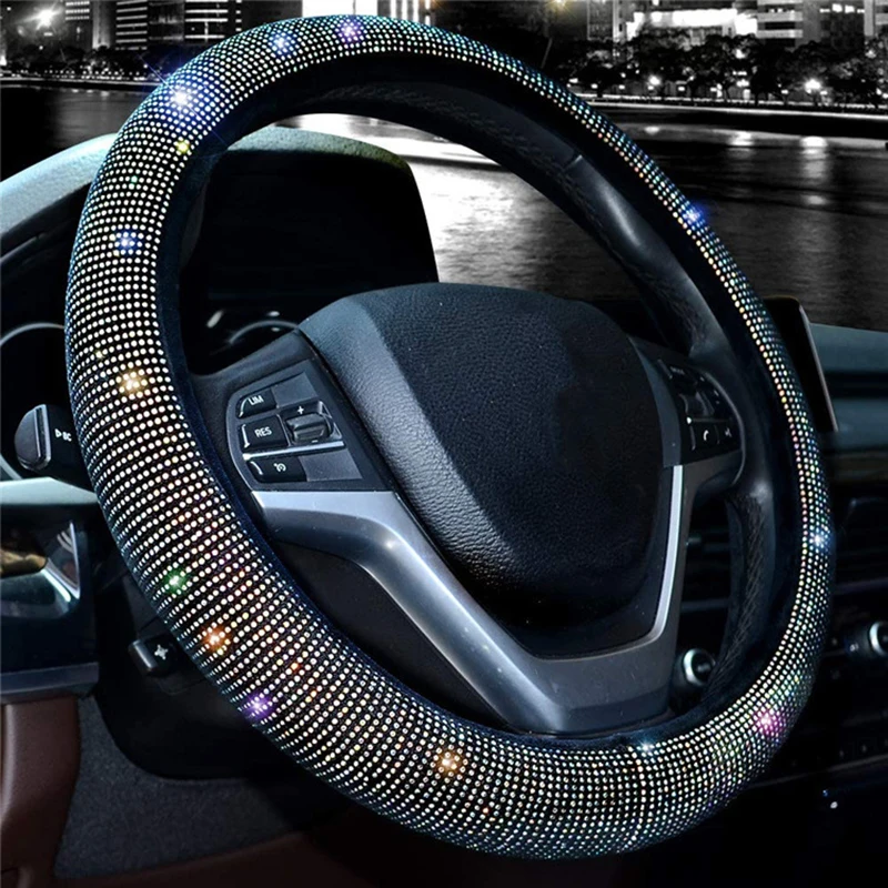 

The new fashion all-jewel car steering wheel cover four seasons universal crystal flashing diamond non-slip steering wheel cover