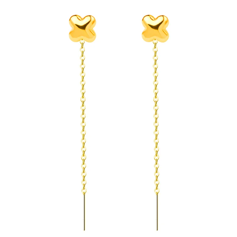 

NYMPH Long 18k Gold Drop Earrings AU750 Yellow Trendy Brand Fine Jewelry Women New Gift Classic For Engagement