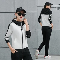 autumn women sport suit tracksuits letter printed hoodie jacket sweatshirtpant casual jogger running outfit set sports wear