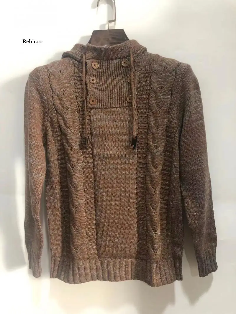 New Men's Hoodie 2021 Winter Men Warm Hooded Knitted Fashion Pullovers Sweatshirt Male Casual Brand Clothing