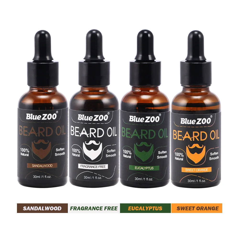 30ml bluezoo Beard Wax Oil Tasteless Sandalwood Orange Eucalyptus 4 Taste Gift for Men Hot Selling | Красота и здоровье