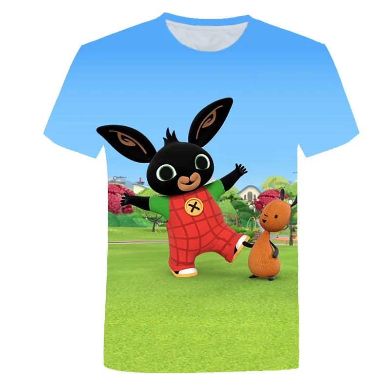 

3D Children's Casual Cute Animal Rabbit T-Shirt 2021 New Boy Girl Cartoon Bing Change Tops O-Neck Interesting Clothing