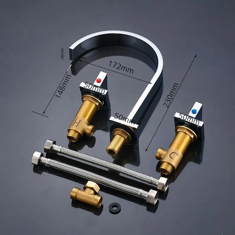 

Bathroom Dual Handle Hole Hot Cold Switch Water Mixer 4 color Taps Wash Basin Bathroom Crane Deck Mounted Basin Faucet