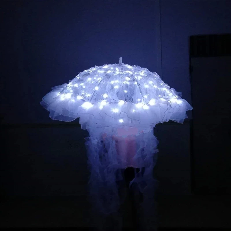 Светодиодные костюмы для бальных танцев белый свет медуза светящийся зонт