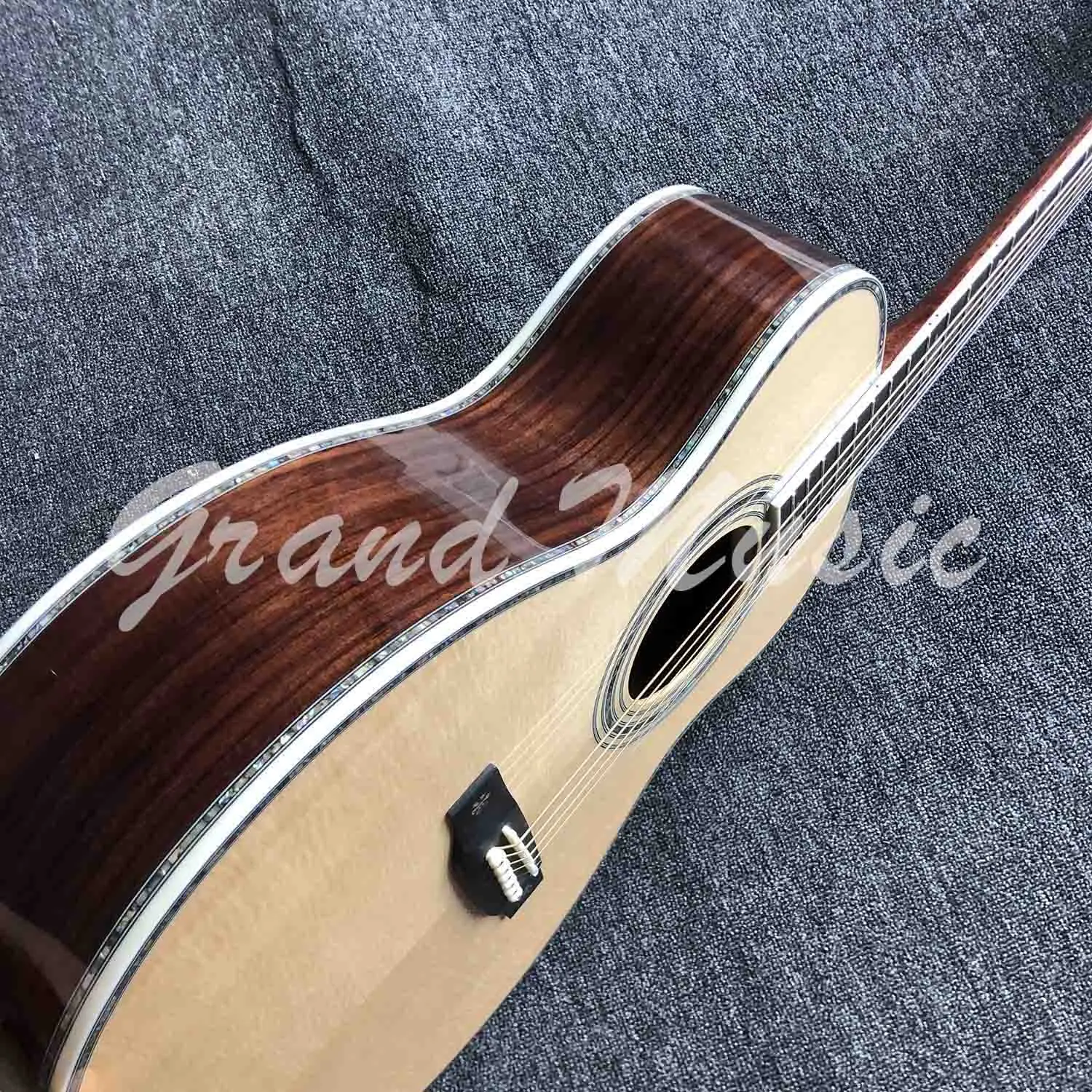 Custom Solid Spruce Wood Abalone Binding Acoustic Guitar 39 Inches 000 |