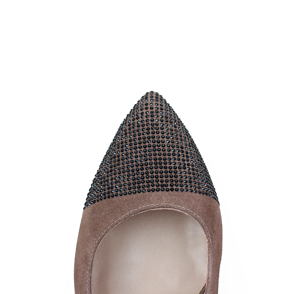 Туфли FOKOLO женские с острым носком замшевые туфли на толстом каблуке натуральная