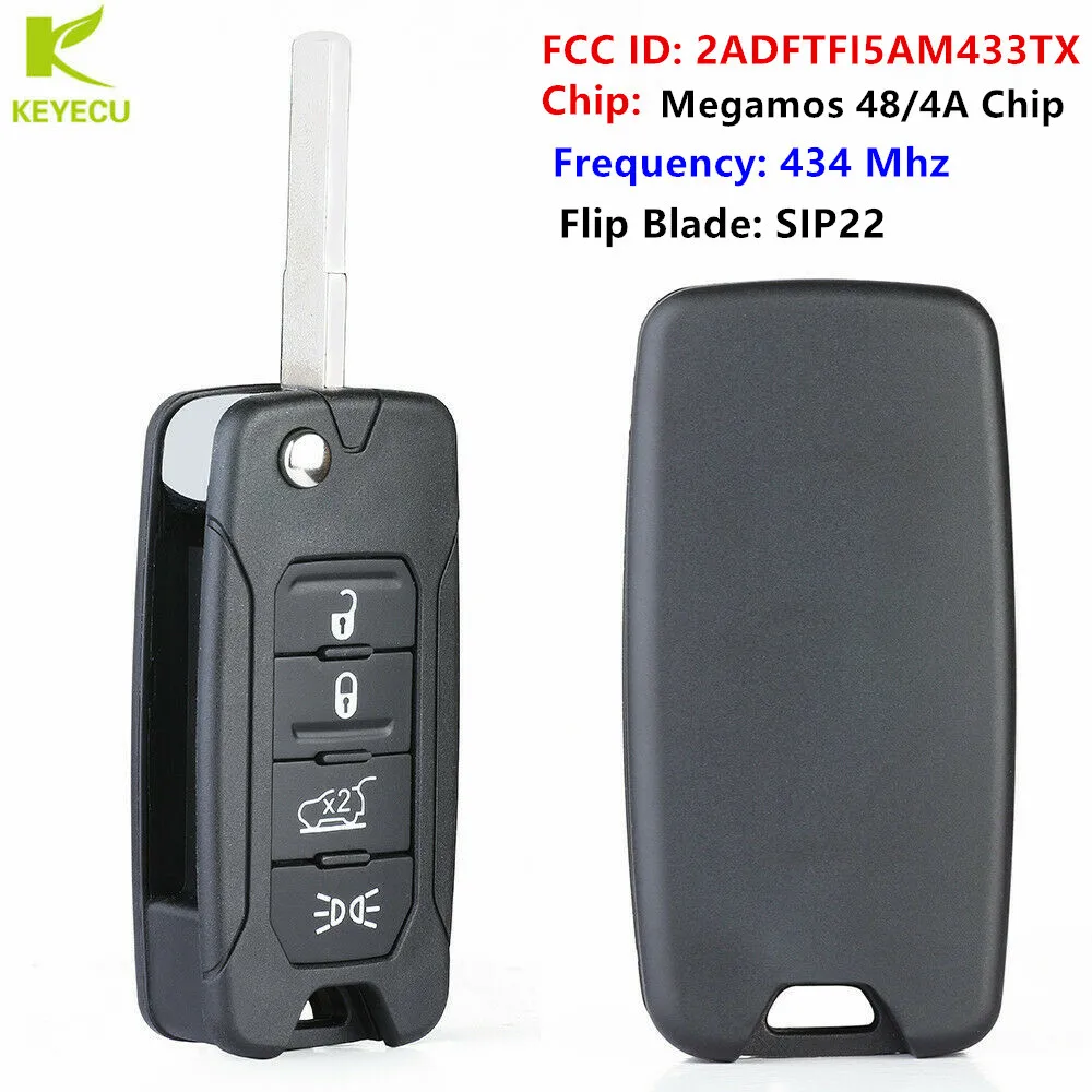 Запасной дистанционный ключ брелок KEYECU 434 МГц ID48/4A чип для Jeep Renegade 2015 2018 Fiat 500X 2016 2019
