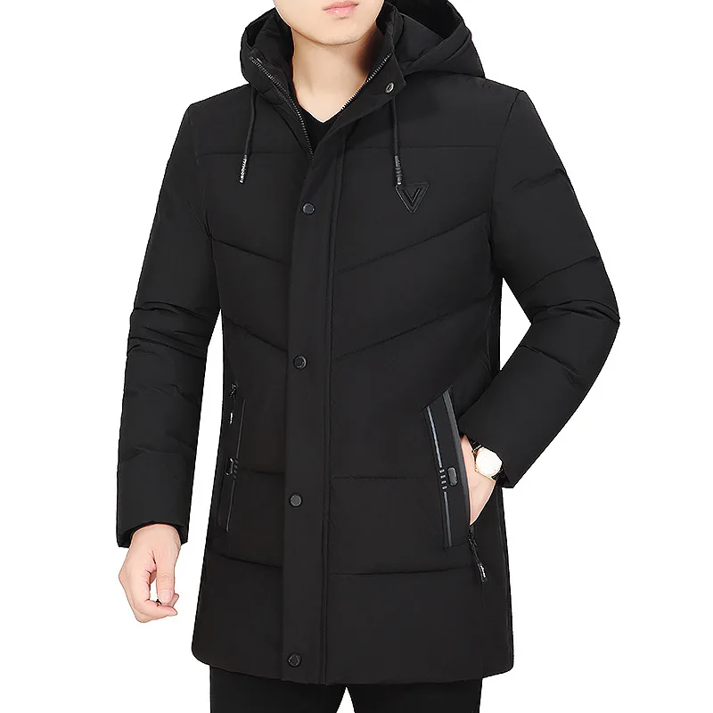 

2021 winter men's clothing thicken warm men's jacket hooded men's mid-length coat fashionable cotton jacket