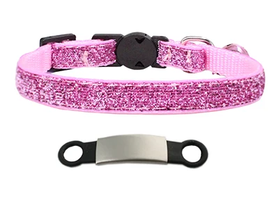 Pink Sliver Нейлоновый ошейник кошки домашний питомец с индивидуальной надписью ошейники с именная бирка с колокольчиком Регулируемая пряжка собачий ошейник для щенка принадлежности маленький чихуахуа - Цвет: Pink Sliver
