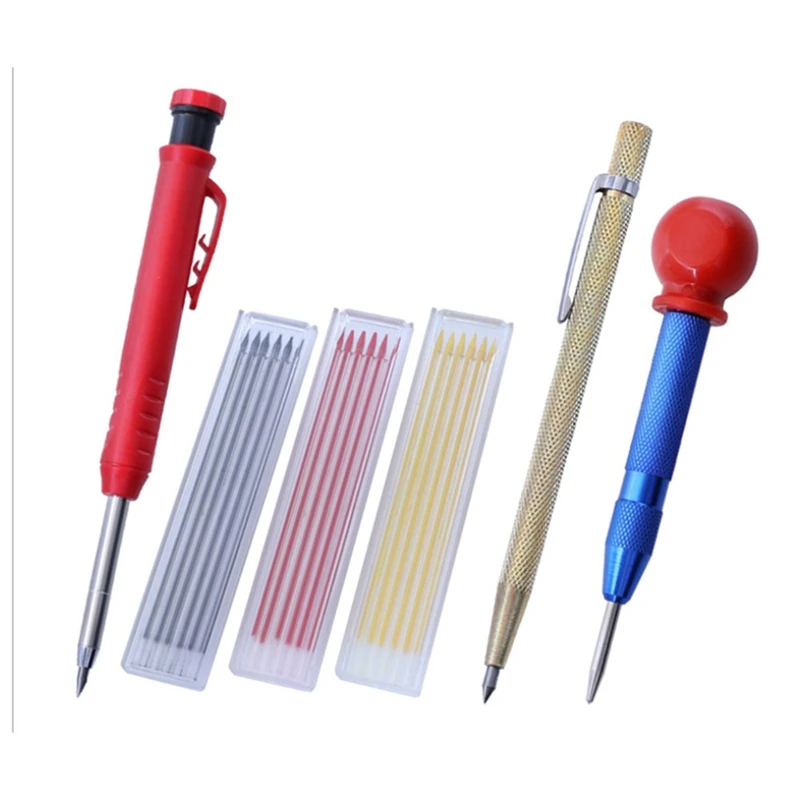 

1 Pieces Carpenter Pencils Set with 18 Pieces Refills, Marker Marking Tool for Carpenter Scriber Woodworking Architect