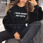 Женская летняя футболка с надписью I NEED MONEY NOT BOYS