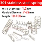 Пружина сжатия из нержавеющей стали 304, возвратная пружина, диаметр стальной проволоки 1,2 мм, внешний диаметр 6  22 мм, 10 шт.