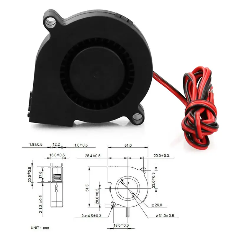 

1 Pcs Blower Turbo Cooling Fan 50X50X15mm Mini Black Blower Cooling Fan Portable Heat Sink Fro Printer Circuit Board CC2
