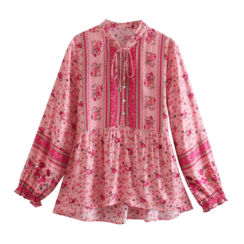 Boho Queens женские топы винтажные с цветочным принтом кисточками свободные блузки