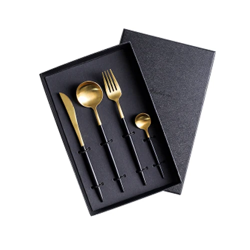 Black Gold 5PCS Столовый набор, столовые приборы, ножи, вилки, ложки, посуда Wester, кухонная посуда, нержавеющая сталь, для дома, вечерние, свадебные украшения, набор посуды - Цвет: Black Gold 5PCS