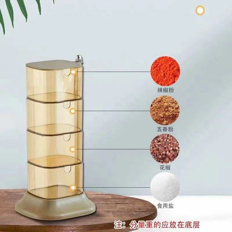 

Vertical Condiment Box Rotating Condiment Box With Lid Creative Multi-layer Kitchen Supplies Condiment Bottle Condiment Jar