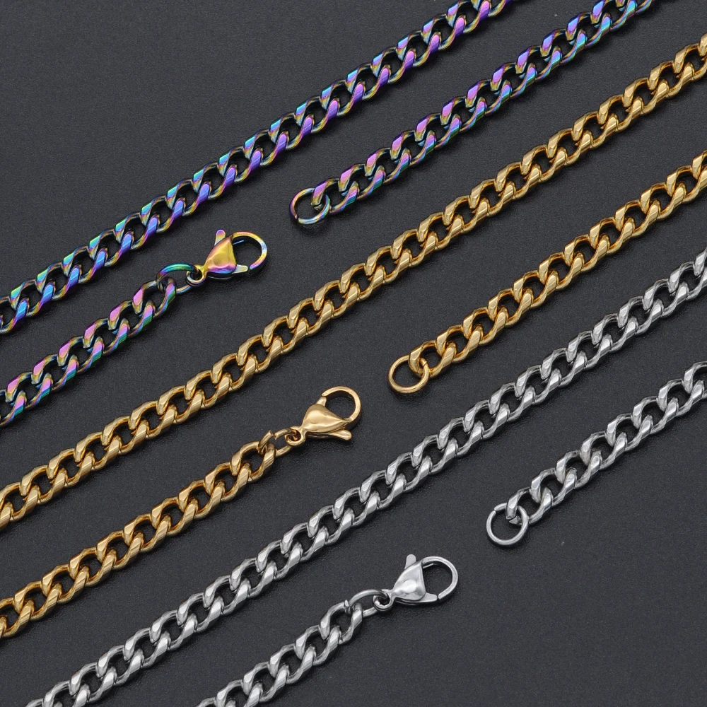 

Цепочка Из Нержавеющей Стали 316L для мужчин и женщин, украшение в стиле хип-хоп МАЙАМИ из кубинской цепи, 7 бусин, не выцветает, 5 мм, 100%