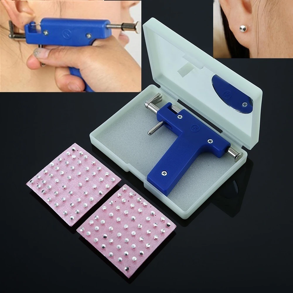 

Stainless Steel Body Piercing Tool Kit Professional Ear Nose Navel Piercing Machine with Ears Studs Tools