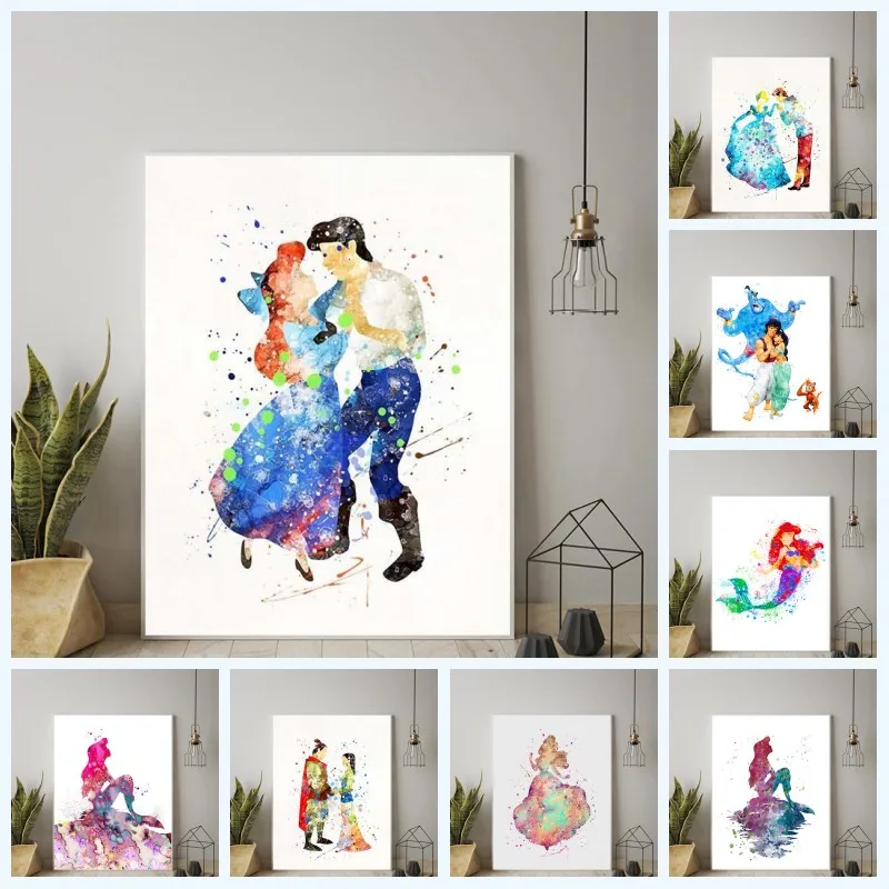 

Набор для рисования акварелью, картина из мультфильмов «Принцесса и маленькая Русалка», Постер для алмазной мозаики 5D «сделай сам», детский...