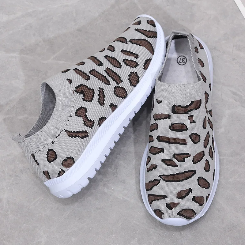 

Zapatos De Mujer Fashion Leopard Women Shoes For Woman Sneakers Stretch Fabric Loafers Round Toe Breathable Casual Shoes Women