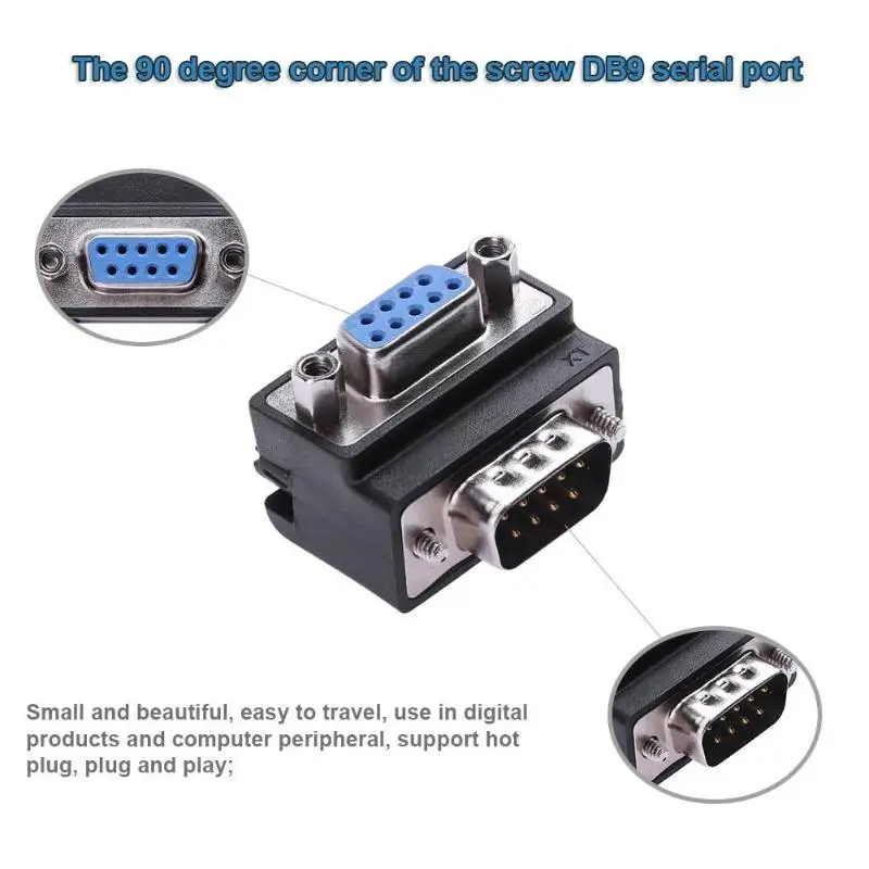 DB9 9 контактный последовательный разъем гнездо штекер адаптер под прямым углом 90