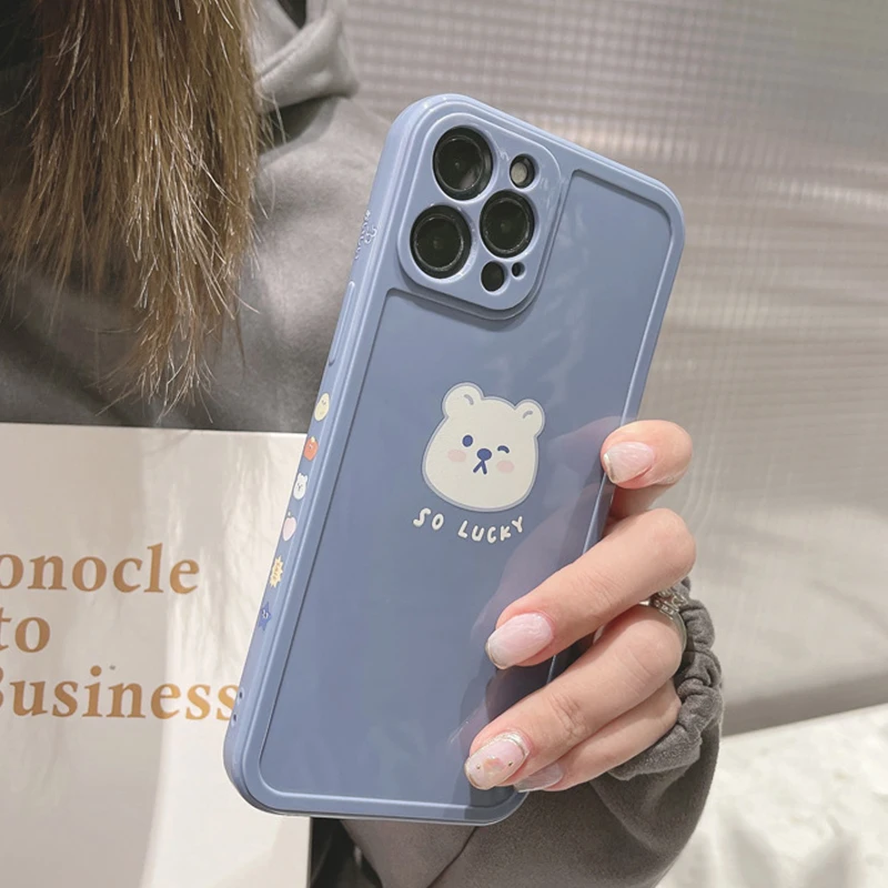 

White Bear Phone Case Silicone Protective Cover Capa for Iphone 11 12 Mini Pro Max XR Xs Max X 7 8 Plus Shell Conque