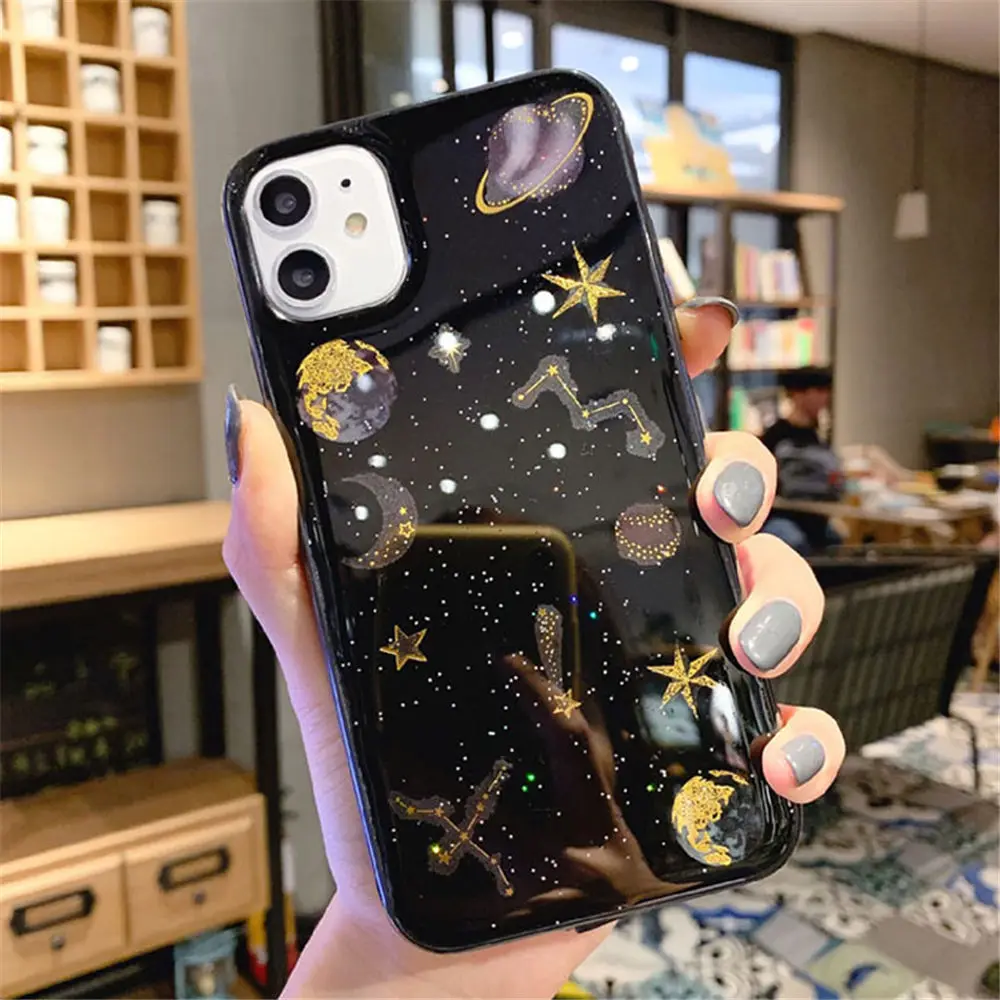 Lovebay Блестящий блестящий чехол со звездами и Луной для iPhone 11 Pro X XR XS Max 7 8 6 6s Plus прозрачный мягкий чехол для телефона TPU задняя крышка