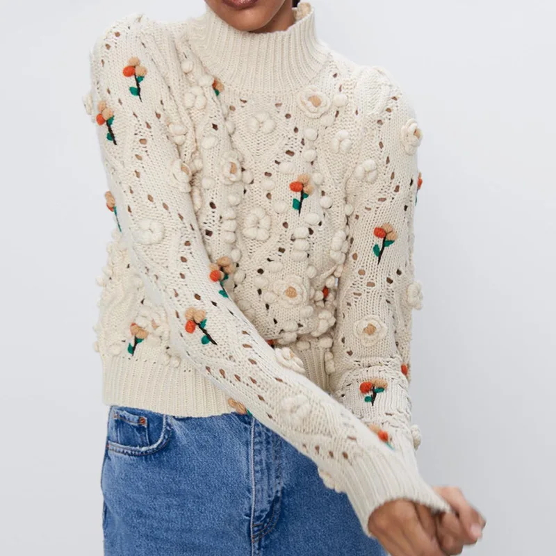 

Women Knitted Sweater Women Sweater O-neck Embroidery Knitted Casual Pullover Top 2020 Korean Fashion Vintage Casual Pullovers