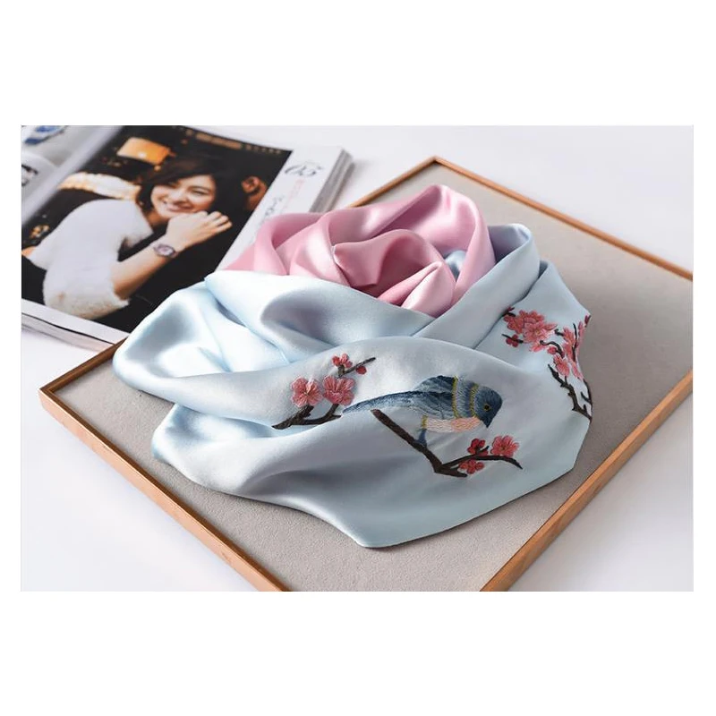 Шелковый шарф шелковый тутового шелкопряда вышивка Сучжоу двухслойный длинный с