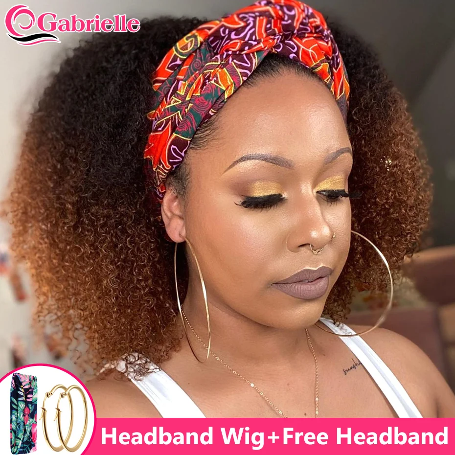 

Gabrielle Headband Wig Human Hair Afro Kinky Curly 180% Density Ombre Cheap Human Hair Wigs For Black Women Brazilian Remy Hair