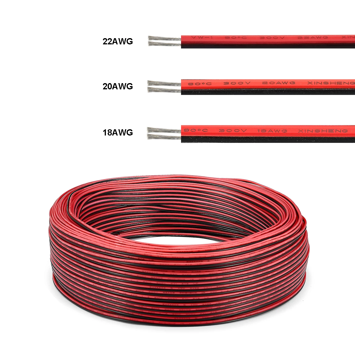 5/10/100 м светодиодный кабели 2 Pin для светодиодов ленточный кабель 22AWG ядра красные
