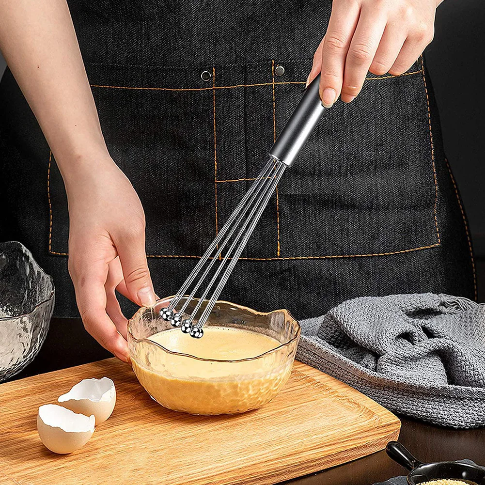 

Egg Whisk Stainless Steel Ball Whisk Manual Egg Beater Blender Milk Frother Kitchen Utensil 10 12Inch Milk Cream Beater 2PCS