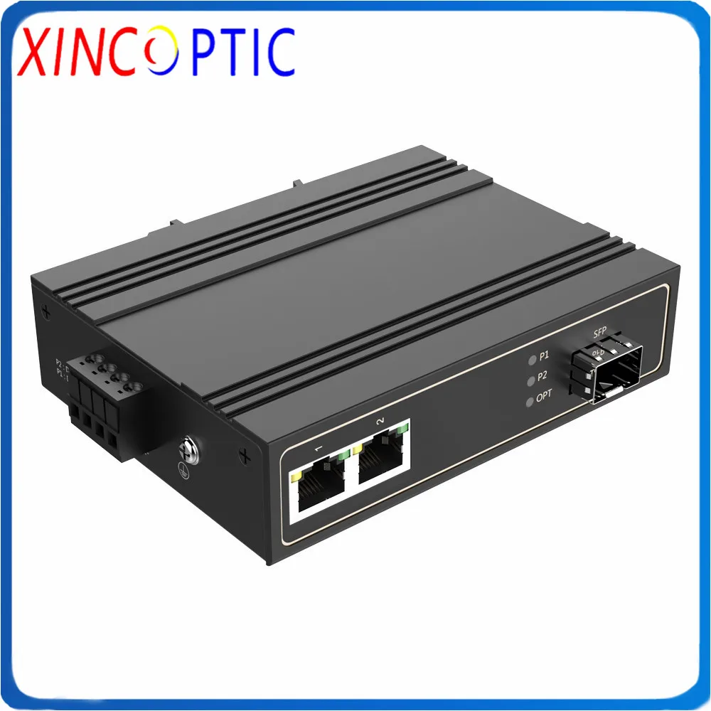 10/100/1000 м 1 волоконный и 2RJ45 промышленный переключатель 30 ℃ ~ 75 * 1000Base X 2*10/100/1000base t POE